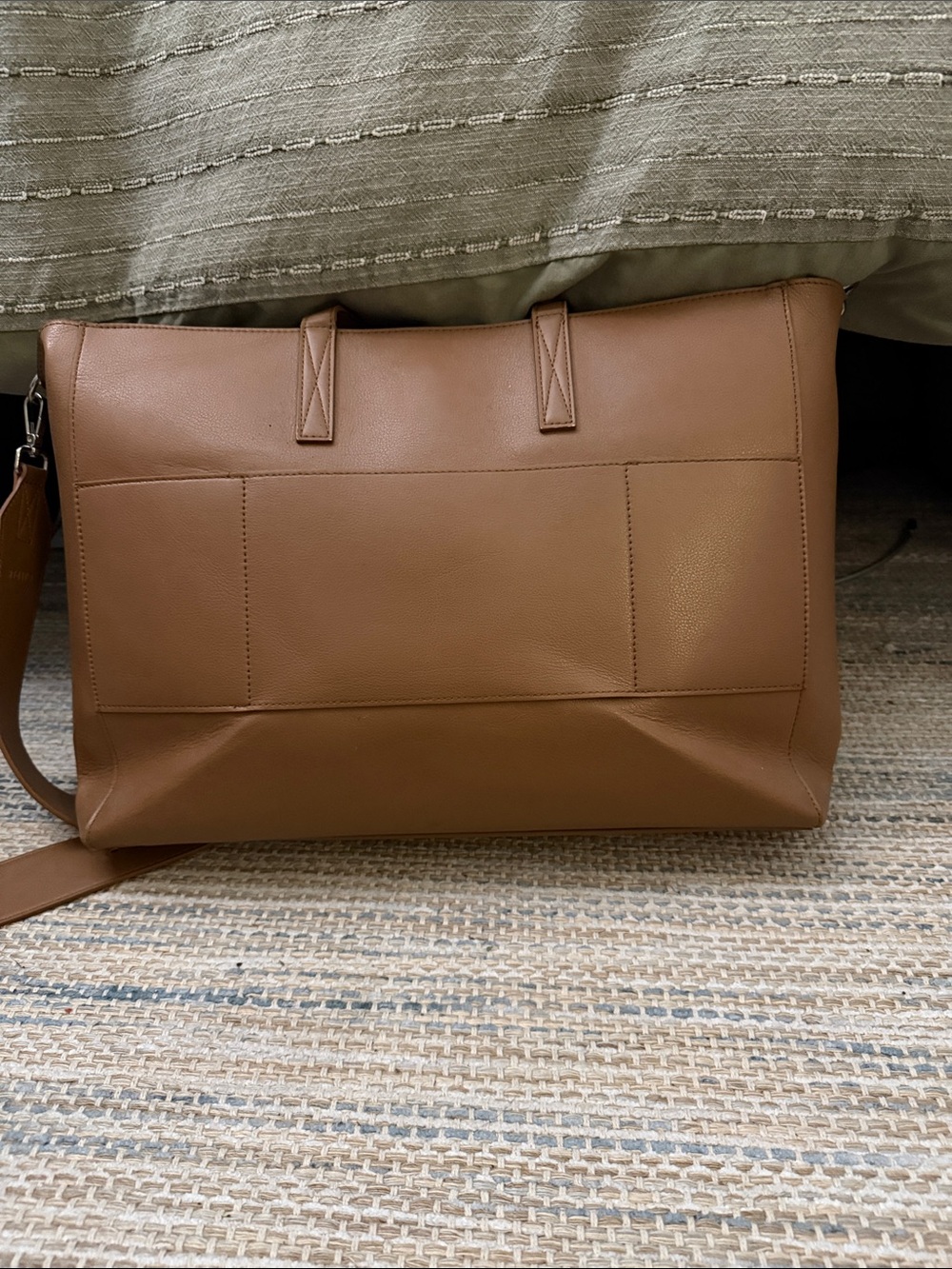 Calpak Chestnut Brown Leather Tote with Detachable Strap - Picture 2 of 6